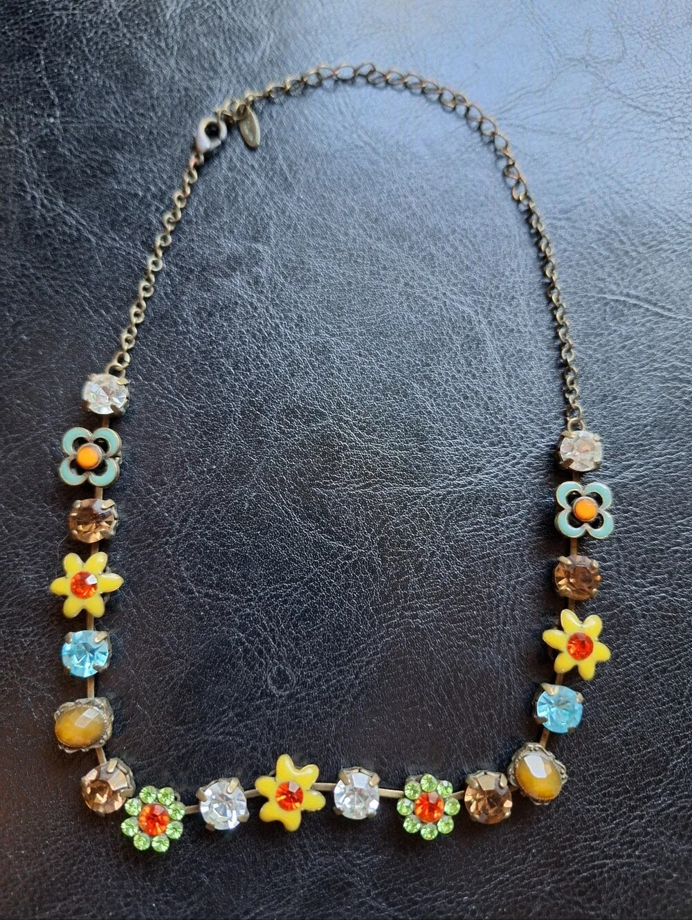 VOLM Vintage Colorful Statement Necklace Flowers Various Charms & Pendants